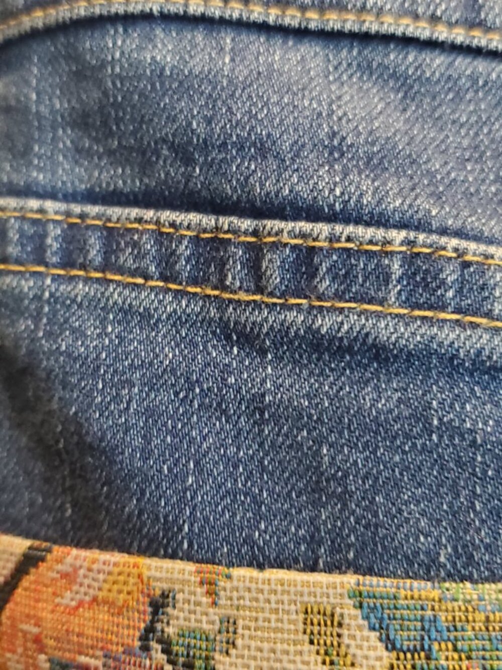 Silk & Lace Floral Tapestry Flare Jeans Cotton Denim Tall Inseam 34" - Picture 8 of 17